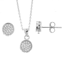 Conjunto de jóias de prata de ouro branco 925 com CZ